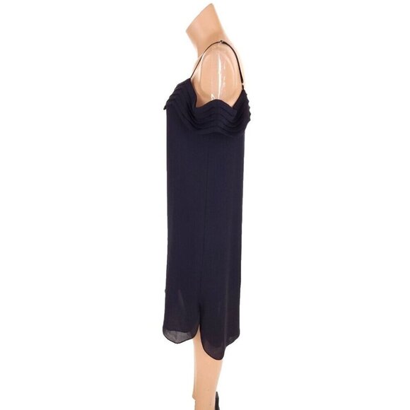 T by Alexander Wang Pleated Off-The-Shoulder Silk Dress Size 4 S Black - Picture 6 of 12